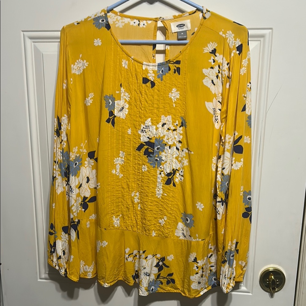 Old Navy Yellow Smocked Peplum Blouse